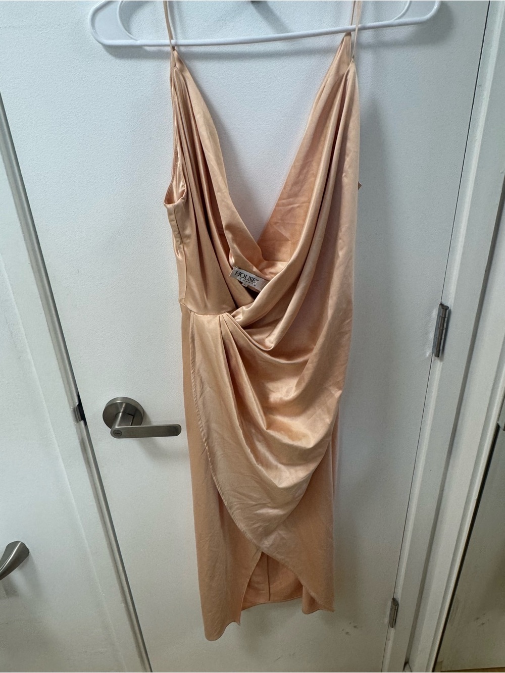 House of CB Champagne Satin Cowl Midi Dress